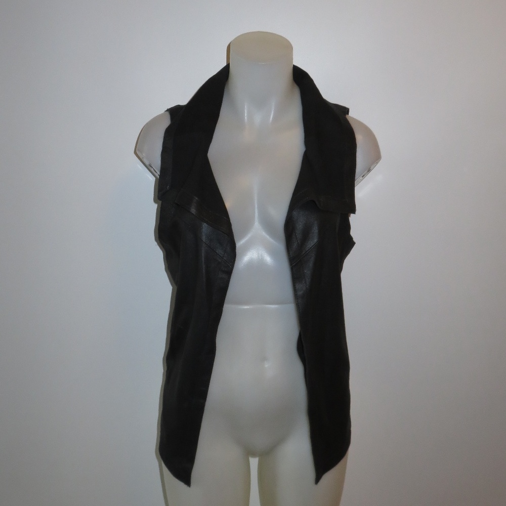 FOR JOSEPH BLACK ASYMMETRICAL LEATHER VEST S: SM *